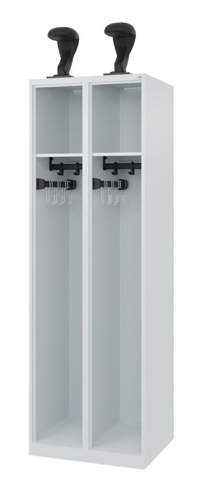 C+P Feuerwehrspind Expert 2 Abteile mit Belüftung lichtgrau 600 x 500 x 1850 mm Produktbild C+P Feuerwehrspind Expert 2 Abteile mit Belüftung lichtgrau 600 x 500 x 1850 mm