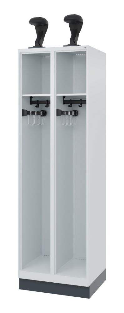 C+P Feuerwehrspind Expert 2 offene Abteile lichtgrau 600 x 500 x 1850 mm Produktbild C+P Feuerwehrspind Expert 2 offene Abteile lichtgrau 600 x 500 x 1850 mm