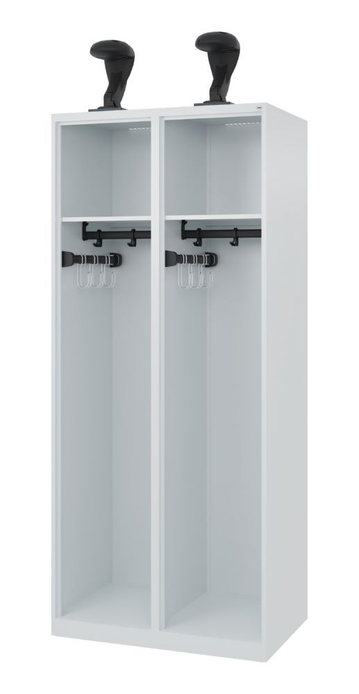 C+P Feuerwehrspind Expert 2 Abteile mit Ausstattung lichtgrau 800 x 500 x 1850 mm Produktbild C+P Feuerwehrspind Expert 2 Abteile mit Ausstattung lichtgrau 800 x 500 x 1850 mm