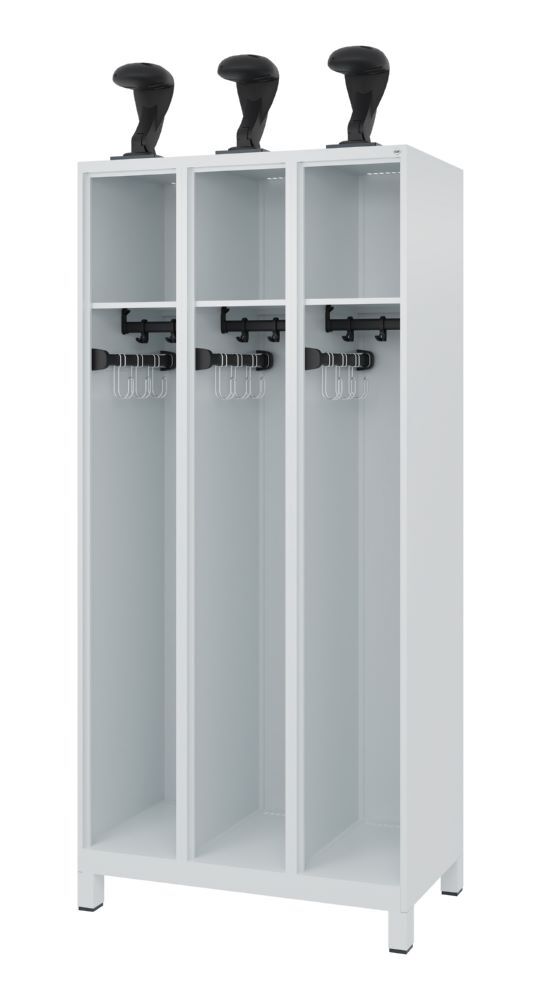 C+P Feuerwehrspin Expert 3 Abteile lichtgrau 900 x 500 x 1850 mm Produktbild C+P Feuerwehrspin Expert 3 Abteile lichtgrau 900 x 500 x 1850 mm