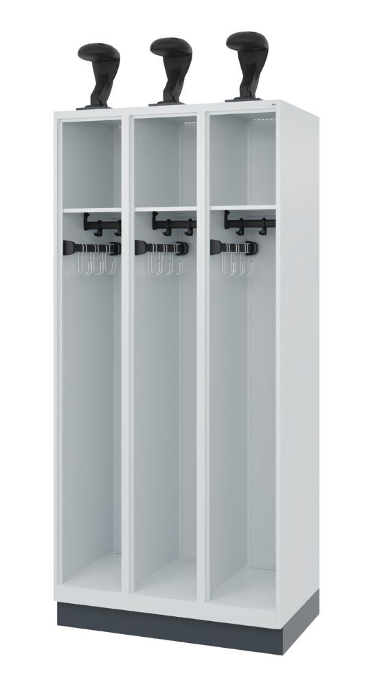 C+P Feuerwehrspind Expert 3 Abteile in hellgrau 900 x 500 x 1850 mm Produktbild C+P Feuerwehrspind Expert 3 Abteile in hellgrau 900 x 500 x 1850 mm