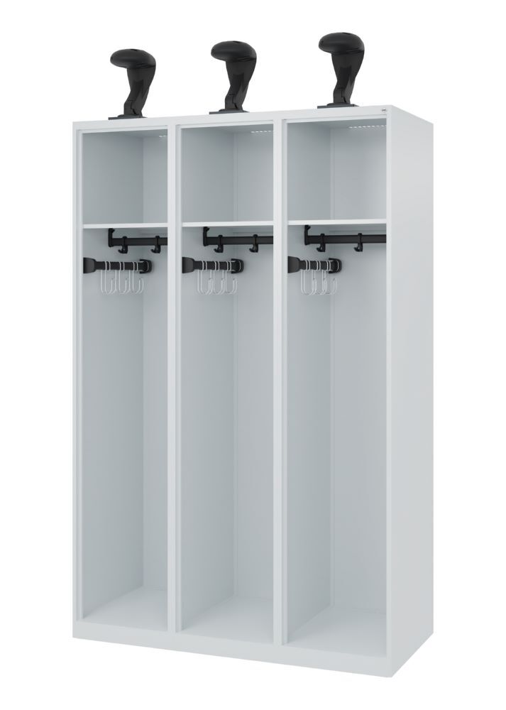 C+P Feuerwehrspind Evolo Expert 3 offene Abteile lichtgrau 1200 x 500 x 1850 mm Produktbild C+P Feuerwehrspind Evolo Expert 3 offene Abteile lichtgrau 1200 x 500 x 1850 mm