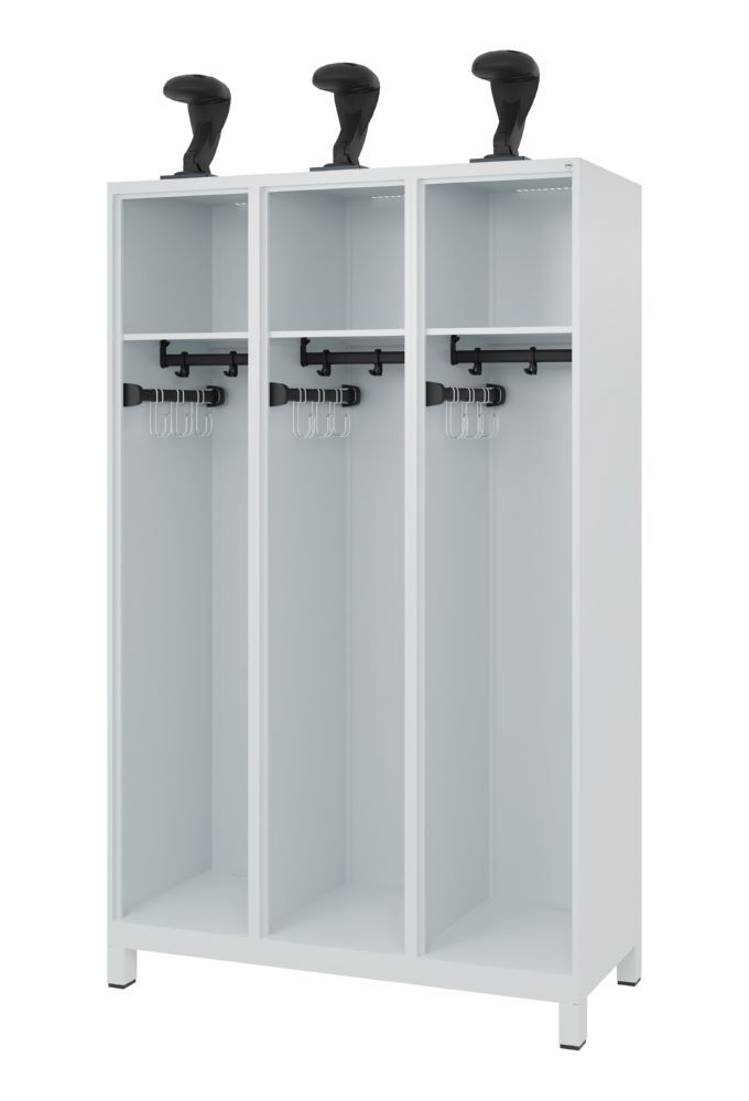 C+P Feuerwehrspindl Expert 3 Abteile mit Helmhalter lichtgrau 1200 x 500 x 1850 mm Produktbild C+P Feuerwehrspindl Expert 3 Abteile mit Helmhalter lichtgrau 1200 x 500 x 1850 mm bild 1