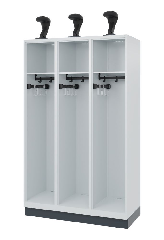 C+P Feuerwehrspind Evolo Expert 3 offene Abteile lichtgrau 1200 x 500 x 1850 mm Produktbild C+P Feuerwehrspind Evolo Expert 3 offene Abteile lichtgrau 1200 x 500 x 1850 mm