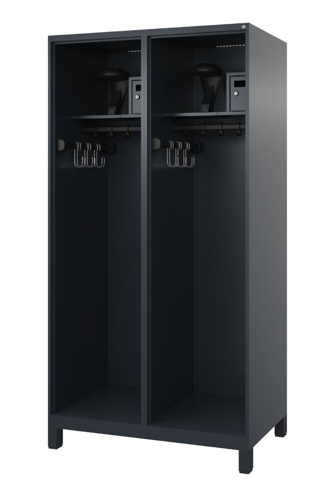 C+P Offener Feuerwehrspind Flexo 2 Abteile anthrazit 1000 x 600 x 1850 mm Produktbild C+P Offener Feuerwehrspind Flexo 2 Abteile anthrazit 1000 x 600 x 1850 mm