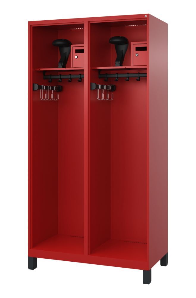 C+P Feuerwehrspind Evolo Flexo mit 2 Helmhalter feuerrot 1000 x 500 x 1850 mm Produktbild C+P Feuerwehrspind Evolo Flexo mit 2 Helmhalter feuerrot 1000 x 500 x 1850 mm