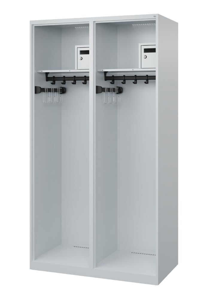 C+P Feuerwehrspind Flexo 2 Abteile mit Helmboden lichtgrau 1000 x 500 x 1850 mm Produktbild C+P Feuerwehrspind Flexo 2 Abteile mit Helmboden lichtgrau 1000 x 500 x 1850 mm bild 1