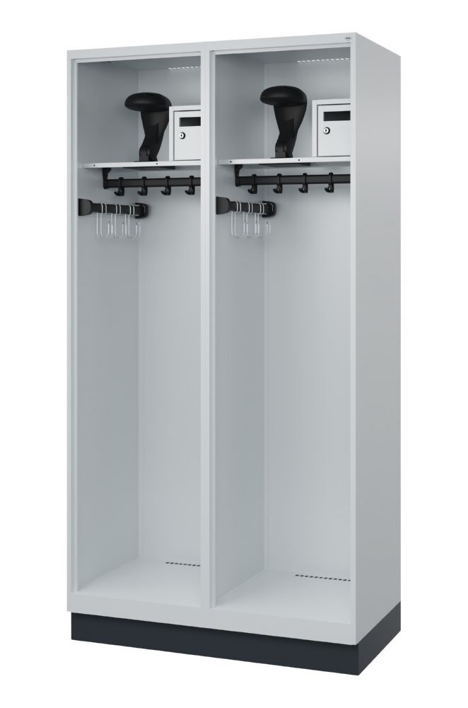 C+P Feuerwehrspind Evolo Flexo 2 Abteile je 500 mm lichtgrau 1000 x 500 x 1850 mm Produktbild C+P Feuerwehrspind Evolo Flexo 2 Abteile je 500 mm lichtgrau 1000 x 500 x 1850 mm