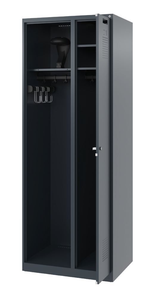 C+P Feuerwehrspind Kombi 2 Stahlabteile anthrazit 700 x 500 x 1850 mm Produktbild C+P Feuerwehrspind Kombi 2 Stahlabteile anthrazit 700 x 500 x 1850 mm bild 2