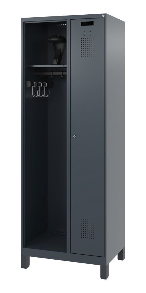 C+P Feuerwehrspind Evolo 2 Abteile mit Belüftung anthrazit 700 x 500 x 1850 mm Produktbild C+P Feuerwehrspind Evolo 2 Abteile mit Belüftung anthrazit 700 x 500 x 1850 mm