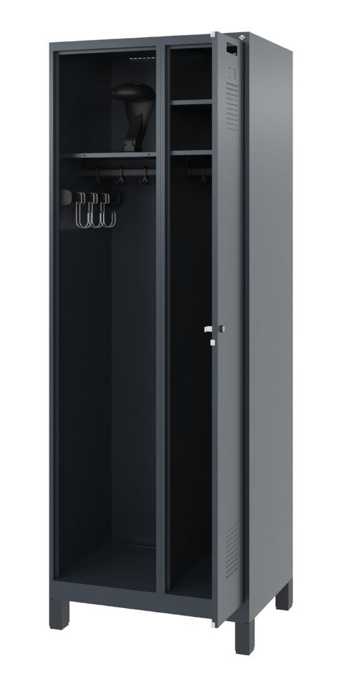 C+P Feuerwehrspind Evolo 2 Abteile mit Belüftung anthrazit 700 x 500 x 1850 mm Produktbild C+P Feuerwehrspind Evolo 2 Abteile mit Belüftung anthrazit 700 x 500 x 1850 mm bild 2