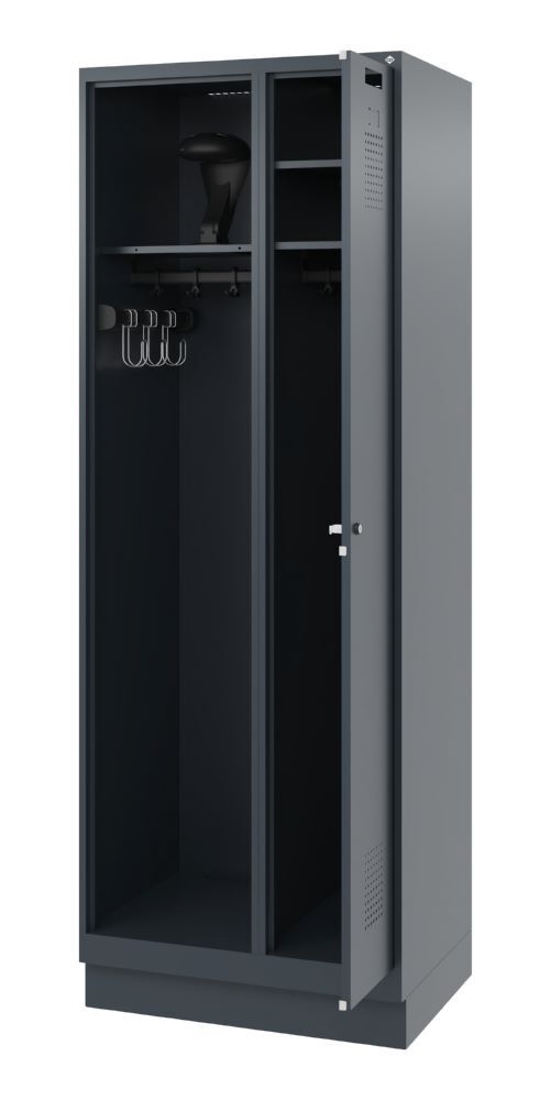 C+P Feuerwehrspind 2 Ablageböden Kombi 2 Abteile anthrazit 700 x 500 x 1850 mm Produktbild C+P Feuerwehrspind 2 Ablageböden Kombi 2 Abteile anthrazit 700 x 500 x 1850 mm bild 2