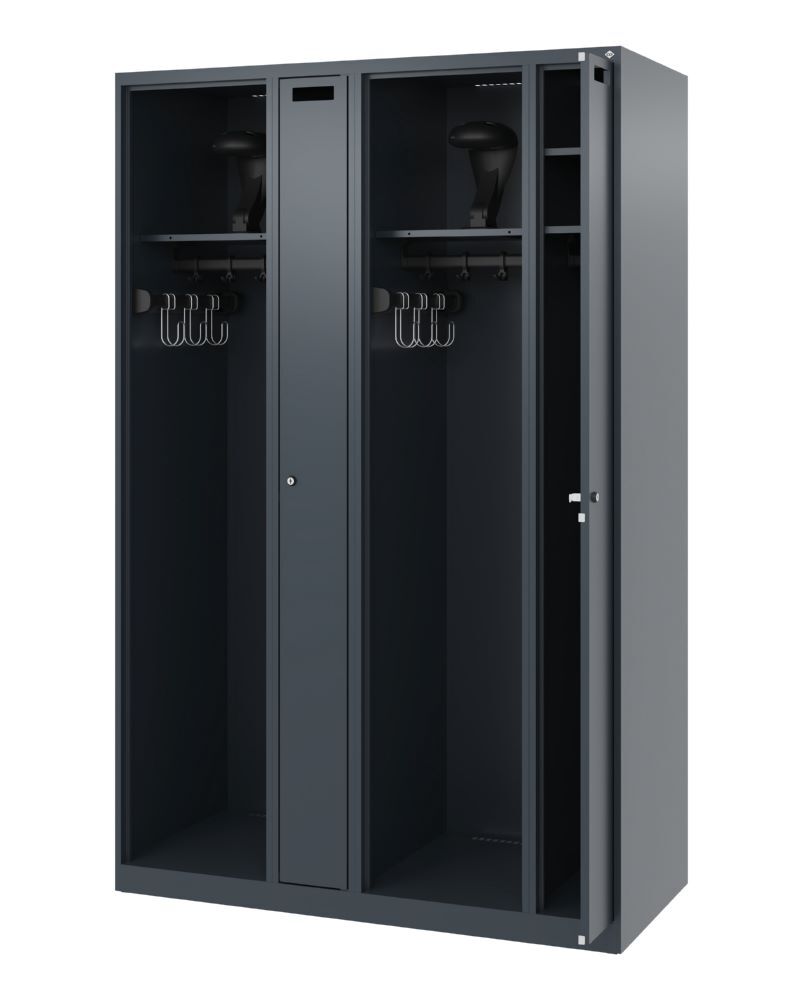 C+P Großer Feuerwehrspind Kombi 4 Abteile anthrazit 1200 x 500 x 1850 mm Produktbild C+P Großer Feuerwehrspind Kombi 4 Abteile anthrazit 1200 x 500 x 1850 mm bild 2