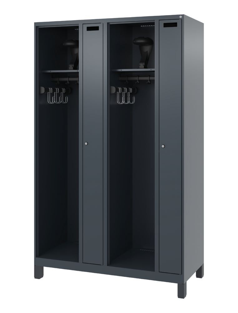 C+P Feuerwehrspind Kombi 4 Abteile für 2 Personen anthrazit 1200 x 500 x 1850 mm Produktbild C+P Feuerwehrspind Kombi 4 Abteile für 2 Personen anthrazit 1200 x 500 x 1850 mm