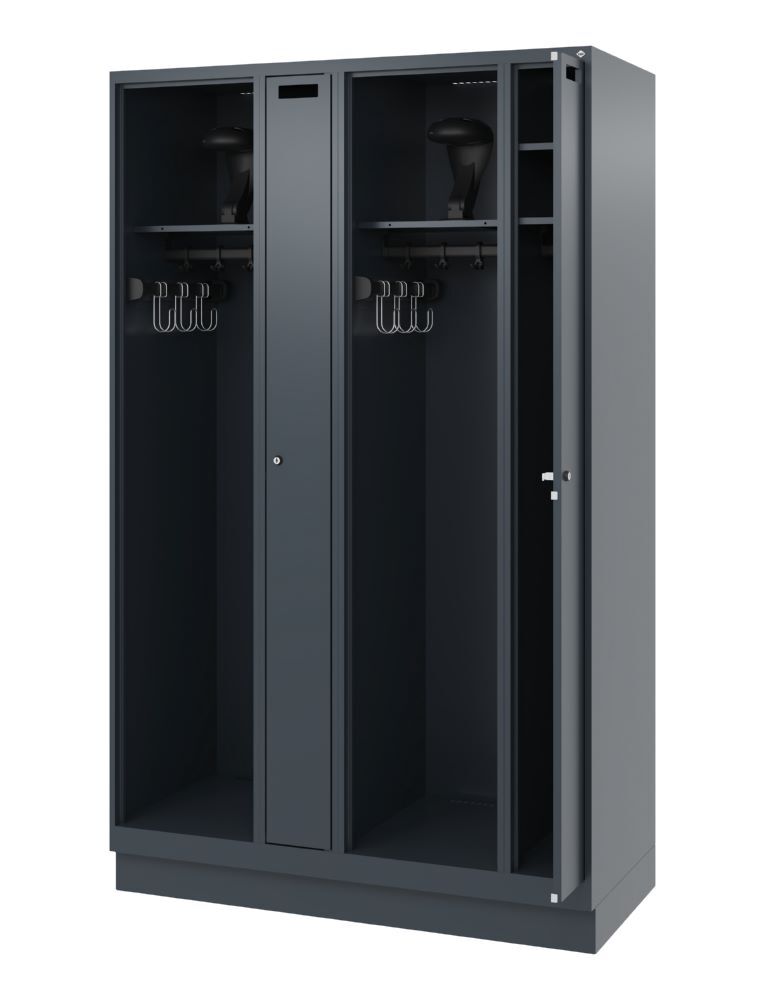 C+P Feuerwehrspind Evolo Modell KOMBI 4 Abteile 1850 x 1200 x 500 mm anthrazit Produktbild C+P Feuerwehrspind Evolo Modell KOMBI 4 Abteile 1850 x 1200 x 500 mm anthrazit bild 2