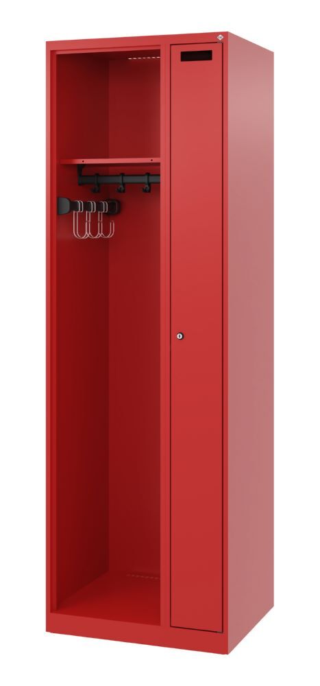 C+P Feuerwehrspind Evolo Kombi mit Edelstahlhaken feuerrot 600 x 500 x 1850 mm Produktbild C+P Feuerwehrspind Evolo Kombi mit Edelstahlhaken feuerrot 600 x 500 x 1850 mm