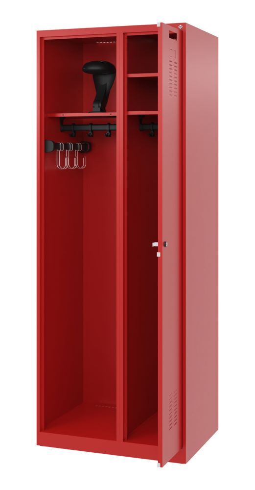 C+P Feuerwehrspind Kombi 2 Stahlabteile feuerrot 700 x 500 x 1850 mm Produktbild C+P Feuerwehrspind Kombi 2 Stahlabteile feuerrot 700 x 500 x 1850 mm bild 2