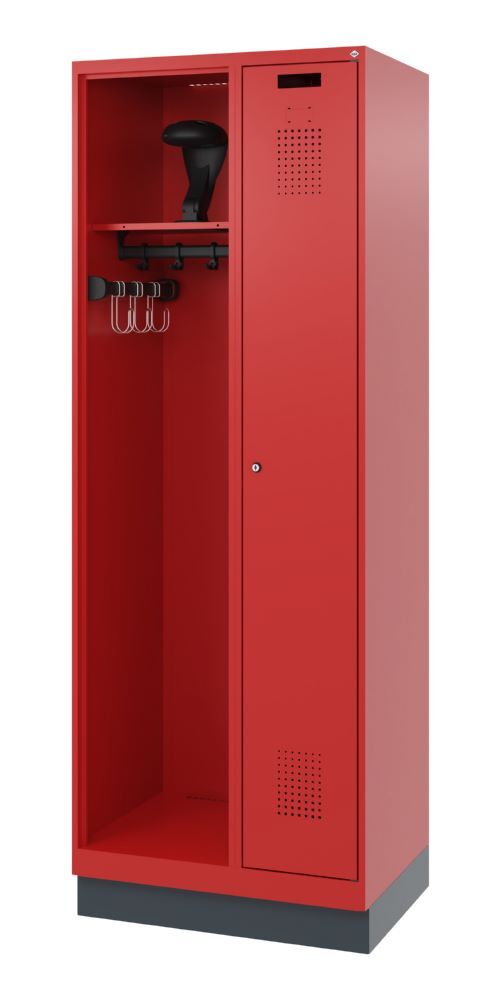 C+P Feuerwehrspind Kombi 2 Abteile 1 Garderobenstange feuerrot 700 x 500 x 1950 mm Produktbild C+P Feuerwehrspind Kombi 2 Abteile 1 Garderobenstange feuerrot 700 x 500 x 1950 mm