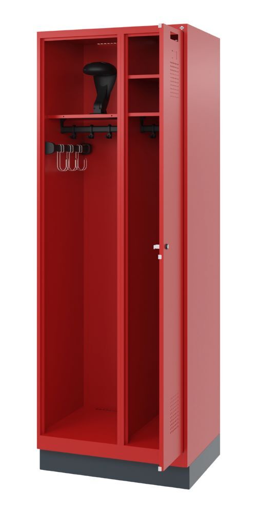 C+P Feuerwehrspind Kombi 2 Abteile 1 Garderobenstange feuerrot 700 x 500 x 1950 mm Produktbild C+P Feuerwehrspind Kombi 2 Abteile 1 Garderobenstange feuerrot 700 x 500 x 1950 mm bild 2