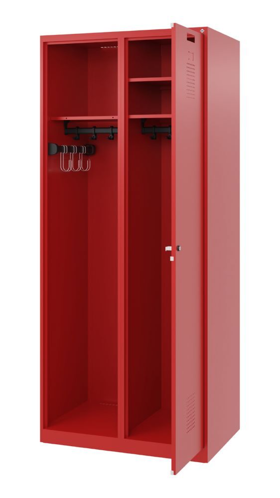 C+P Feuerwehrspind Kombi 2 Stahlabteile feuerrot 800 x 500 x 1850 mm Produktbild C+P Feuerwehrspind Kombi 2 Stahlabteile feuerrot 800 x 500 x 1850 mm bild 2