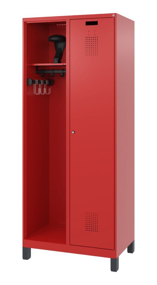 C+P Feuerwehrspind Kombi 2 Abteile mit Helmhalter feuerrot 800 x 500 x 1950 mm Produktbild C+P Feuerwehrspind Kombi 2 Abteile mit Helmhalter feuerrot 800 x 500 x 1950 mm