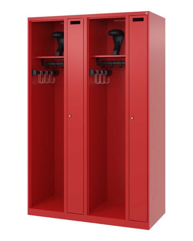 C+P Großer Feuerwehrspind Kombi 4 offene Abteile feuerrot 1200 x 500 x 1850 mm Produktbild C+P Großer Feuerwehrspind Kombi 4 offene Abteile feuerrot 1200 x 500 x 1850 mm