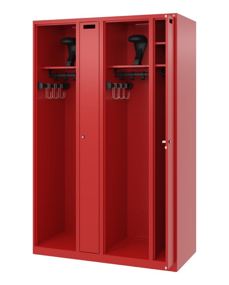 C+P Großer Feuerwehrspind Kombi 4 offene Abteile feuerrot 1200 x 500 x 1850 mm Produktbild C+P Großer Feuerwehrspind Kombi 4 offene Abteile feuerrot 1200 x 500 x 1850 mm bild 2