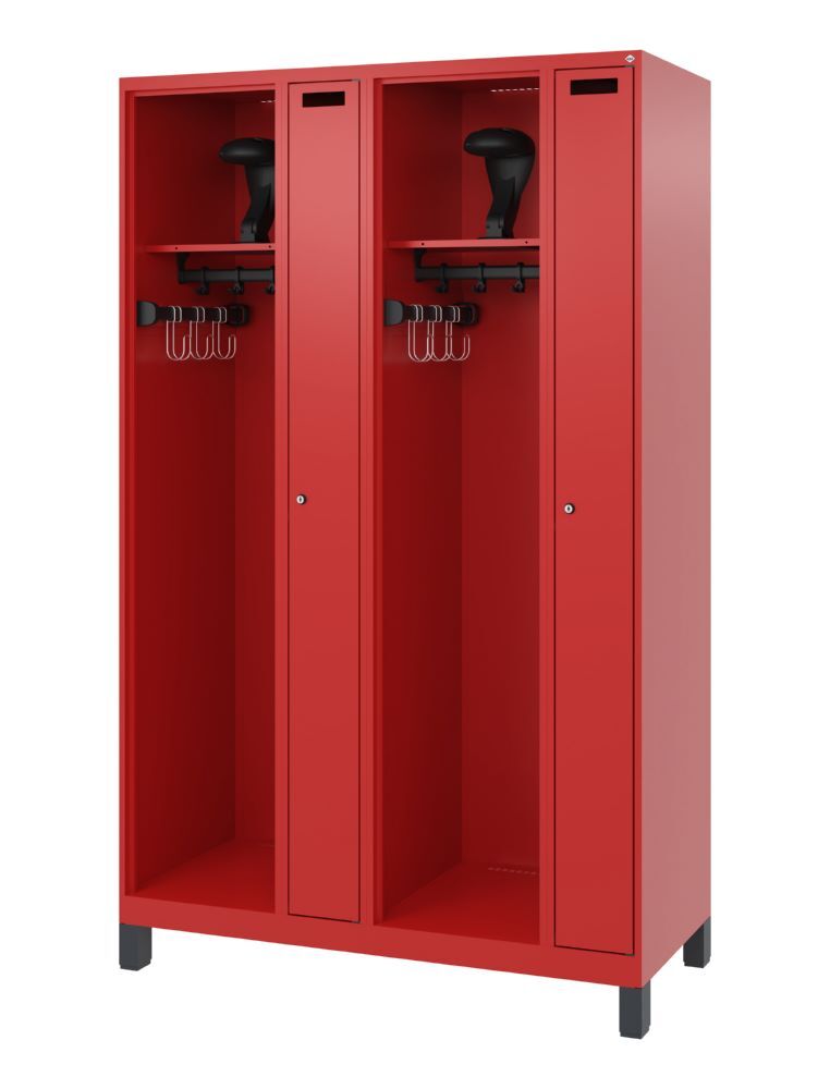 C+P Feuerwehrspind Kombi 4 Abteile für 2 Personen feuerrot 1200 x 500 x 1950 mm Produktbild C+P Feuerwehrspind Kombi 4 Abteile für 2 Personen feuerrot 1200 x 500 x 1950 mm