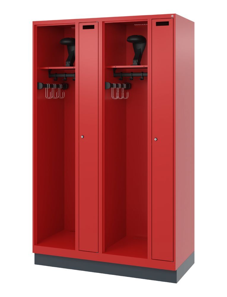 C+P Feuerwehrspind Evolo Modell KOMBI 4 Abteile 1950 x 1200 x 500 mm feuerrot Produktbild C+P Feuerwehrspind Evolo Modell KOMBI 4 Abteile 1950 x 1200 x 500 mm feuerrot