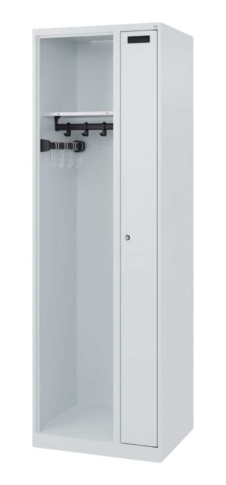 C+P Feuerwehrspind Evolo Kombi mit Edelstahlhaken hellgrau 600 x 500 x 1850 mm Produktbild C+P Feuerwehrspind Evolo Kombi mit Edelstahlhaken hellgrau 600 x 500 x 1850 mm