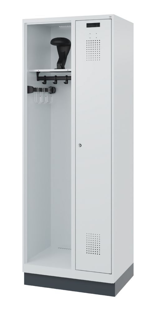 C+P Feuerwehrspind mit Fußteil Kombi 2 Abteile lichtgrau 700 x 500 x 1850 mm Produktbild C+P Feuerwehrspind mit Fußteil Kombi 2 Abteile lichtgrau 700 x 500 x 1850 mm