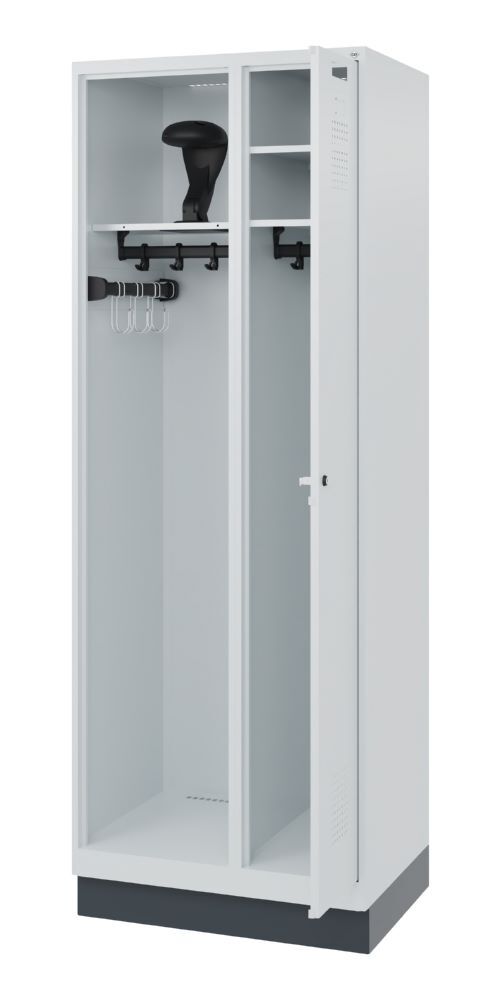 C+P Feuerwehrspind mit Fußteil Kombi 2 Abteile lichtgrau 700 x 500 x 1850 mm Produktbild C+P Feuerwehrspind mit Fußteil Kombi 2 Abteile lichtgrau 700 x 500 x 1850 mm bild 2