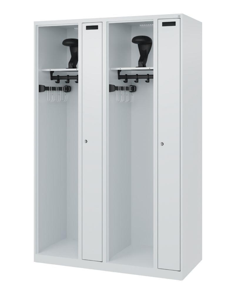 C+P Großer Feuerwehrspind Kombi 4 Abteile lichtgrau 1200 x 500 x 1850 mm Produktbild C+P Großer Feuerwehrspind Kombi 4 Abteile lichtgrau 1200 x 500 x 1850 mm