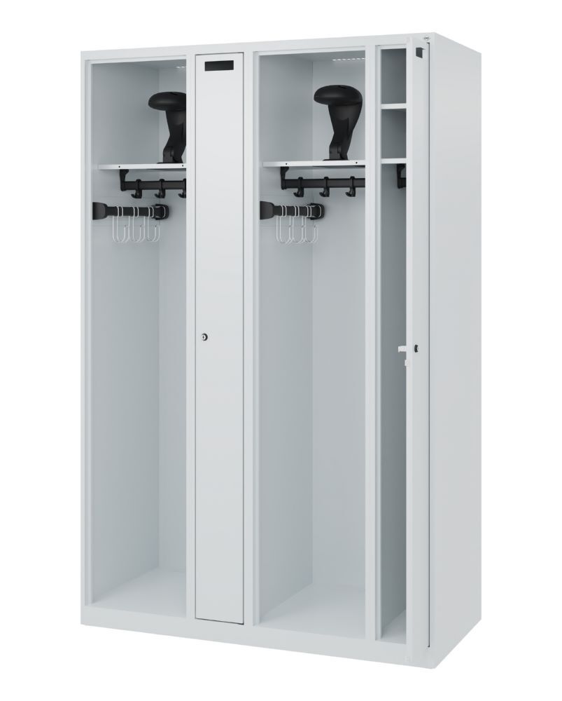 C+P Großer Feuerwehrspind Kombi 4 Abteile lichtgrau 1200 x 500 x 1850 mm Produktbild C+P Großer Feuerwehrspind Kombi 4 Abteile lichtgrau 1200 x 500 x 1850 mm bild 2