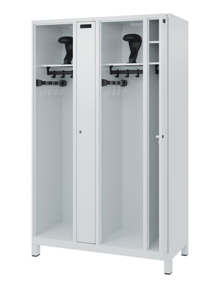 C+P Feuerwehrspind Kombi 4 Abteile für 2 Personen lichtgrau 1200 x 500 x 1850 mm Produktbild C+P Feuerwehrspind Kombi 4 Abteile für 2 Personen lichtgrau 1200 x 500 x 1850 mm bild 2