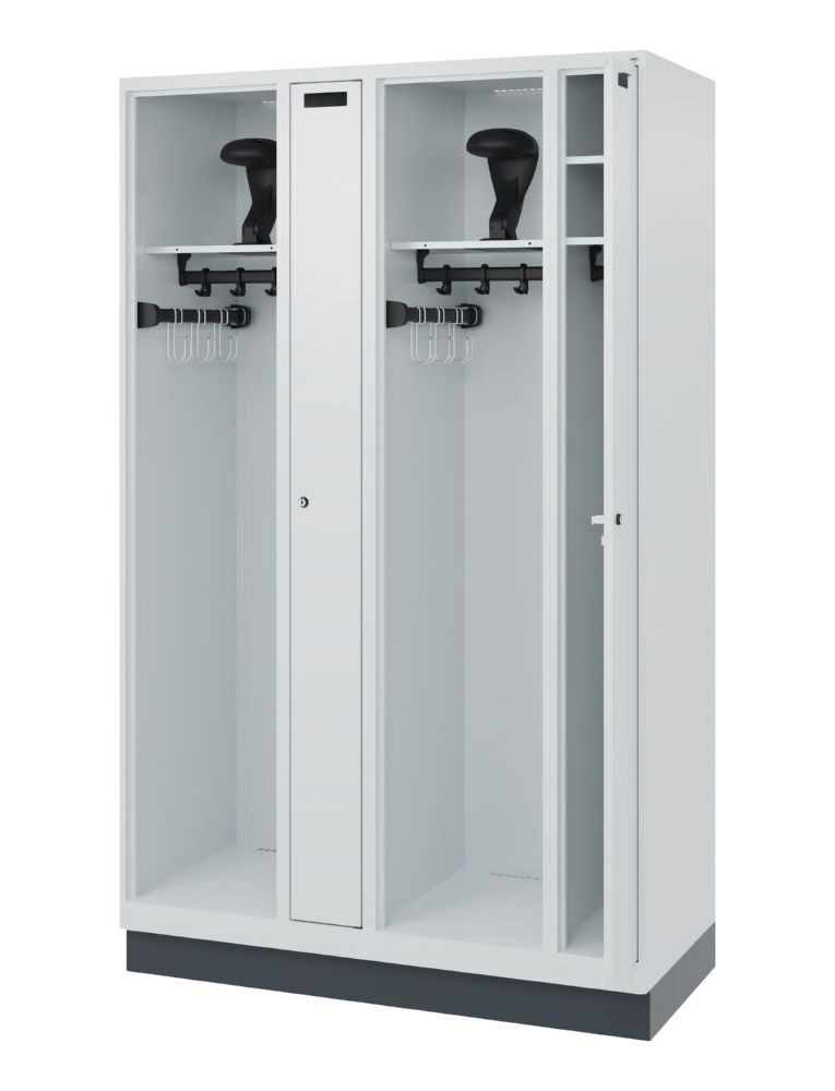 C+P Feuerwehrspind Evolo Modell KOMBI 4 Abteile 1850 x 1200 x 500 mm lichtgrau Produktbild C+P Feuerwehrspind Evolo Modell KOMBI 4 Abteile 1850 x 1200 x 500 mm lichtgrau