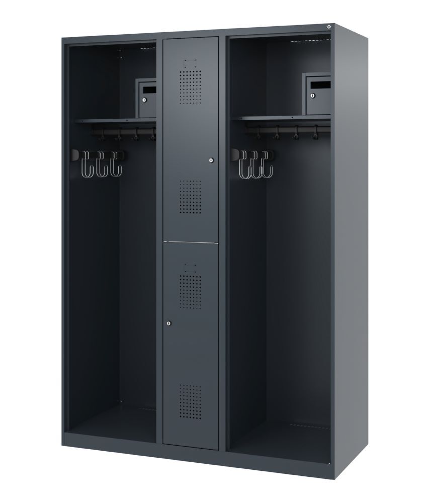 C+P Feuerwehrspind Evolo Maxi 2 Abteile anthrazit 1300 x 500 x 1850 mm Produktbild C+P Feuerwehrspind Evolo Maxi 2 Abteile anthrazit 1300 x 500 x 1850 mm