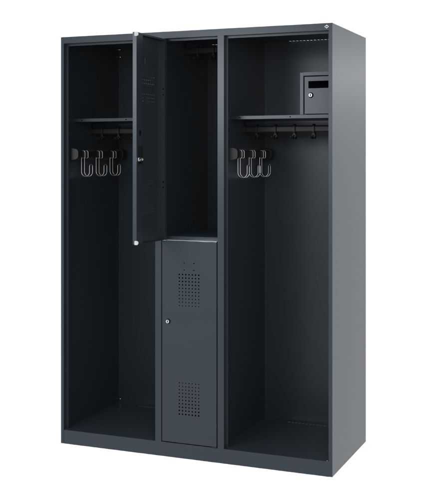 C+P Feuerwehrspind Evolo Maxi 2 Abteile anthrazit 1300 x 500 x 1850 mm Produktbild C+P Feuerwehrspind Evolo Maxi 2 Abteile anthrazit 1300 x 500 x 1850 mm bild 2