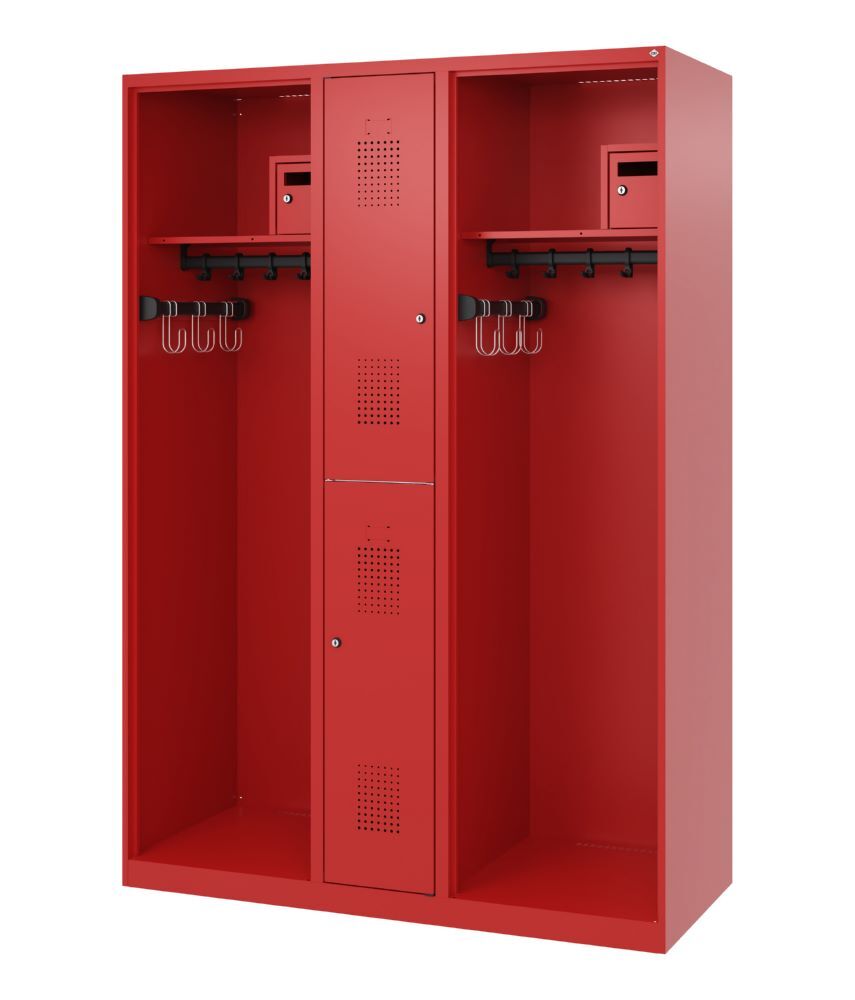 C+P Feuerwehrspind Evolo Maxi 2 Abteile in feuerrot 1300 x 500 x 1850 mm Produktbild C+P Feuerwehrspind Evolo Maxi 2 Abteile in feuerrot 1300 x 500 x 1850 mm