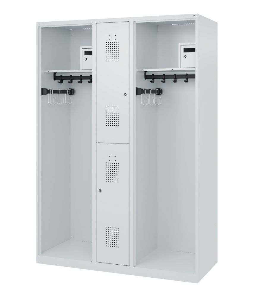 C+P Feuerwehrspind Maxi 2 Abteile in lichtgrau 1300 x 500 x 1850 mm Produktbild C+P Feuerwehrspind Maxi 2 Abteile in lichtgrau 1300 x 500 x 1850 mm