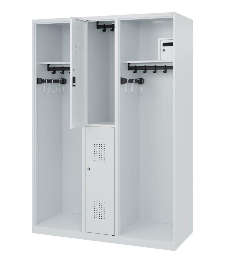 C+P Feuerwehrspind Maxi 2 Abteile in lichtgrau 1300 x 500 x 1850 mm Produktbild C+P Feuerwehrspind Maxi 2 Abteile in lichtgrau 1300 x 500 x 1850 mm bild 2