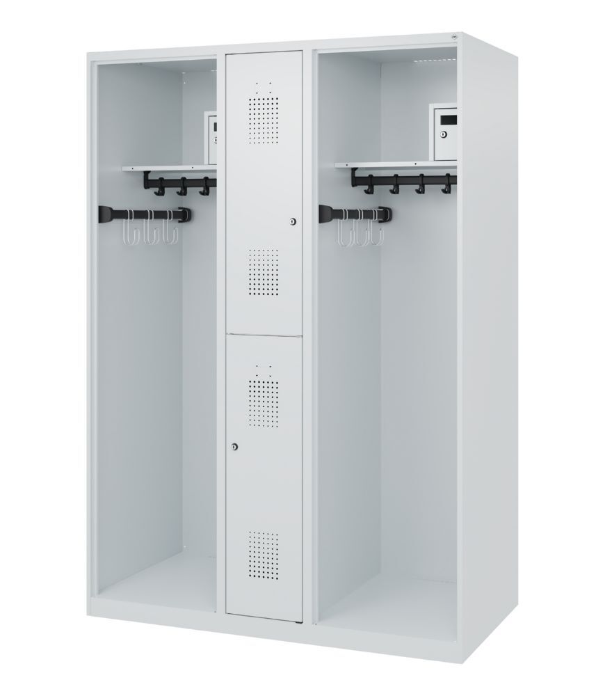 C+P Feuerwehrspind Evolo Modell MAXI 2 Abteile 1850 x 1300 x 600 mm lichtgrau Produktbild C+P Feuerwehrspind Evolo Modell MAXI 2 Abteile 1850 x 1300 x 600 mm lichtgrau