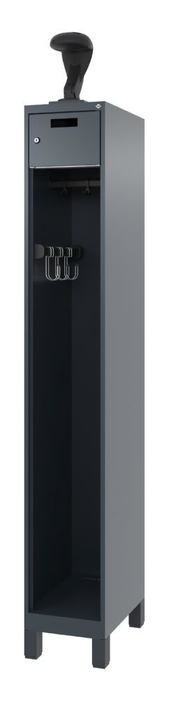 C+P Feuerwehrspind mit Garderobenstange Evolo Praktus anthrazit 300 x 500 x 1850 mm Produktbild C+P Feuerwehrspind mit Garderobenstange Evolo Praktus anthrazit 300 x 500 x 1850 mm