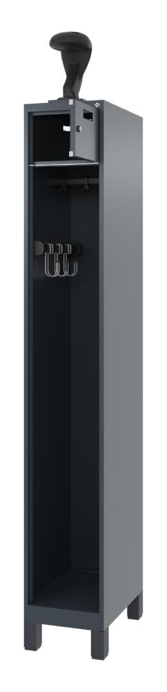 C+P Feuerwehrspind mit Garderobenstange Evolo Praktus anthrazit 300 x 500 x 1850 mm Produktbild C+P Feuerwehrspind mit Garderobenstange Evolo Praktus anthrazit 300 x 500 x 1850 mm bild 2