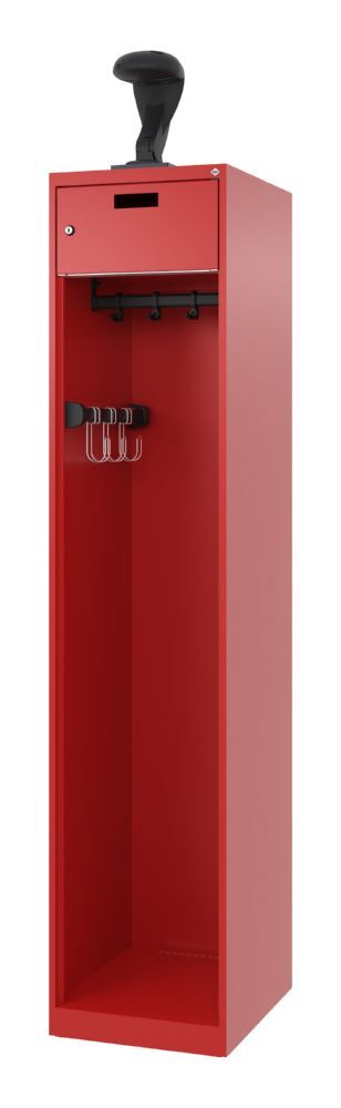 C+P Feuerwehrspind Praktus mit Hakenleiste feuerrot 400 x 500 x 1850 mm Produktbild C+P Feuerwehrspind Praktus mit Hakenleiste feuerrot 400 x 500 x 1850 mm