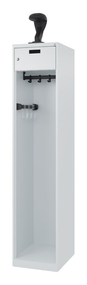 C+P Feuerwehrspind Praktus mit Hakenleiste lichtgrau 400 x 500 x 1850 mm Produktbild C+P Feuerwehrspind Praktus mit Hakenleiste lichtgrau 400 x 500 x 1850 mm