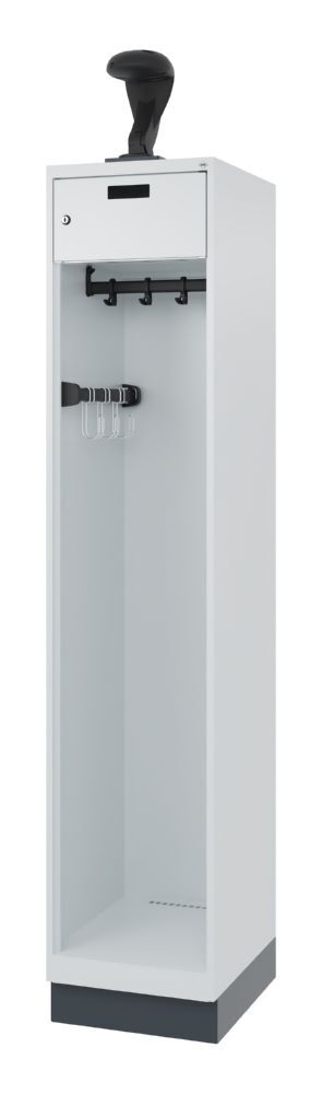 C+P Feuerwehrspind Evolo Praktus mit Schiebehaken lichtgrau 400 x 500 x 1850 mm Produktbild C+P Feuerwehrspind Evolo Praktus mit Schiebehaken lichtgrau 400 x 500 x 1850 mm