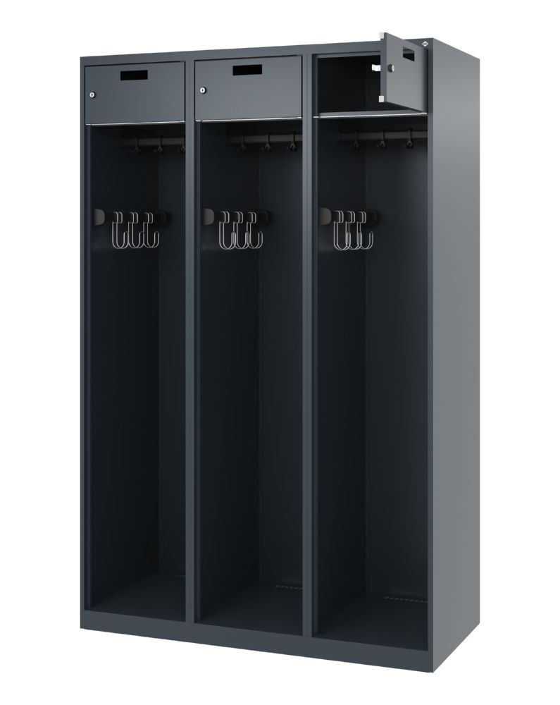 C+P Feuerwehrspind Evolo Praktus 3 Abteile je 400 mm anthrazit 1200 x 500 x 1850 mm Produktbild C+P Feuerwehrspind Evolo Praktus 3 Abteile je 400 mm anthrazit 1200 x 500 x 1850 mm bild 2