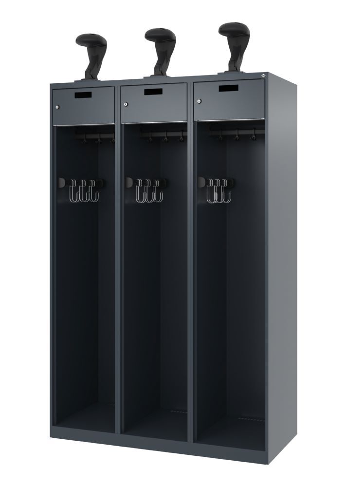 C+P Feuerwehrspind Evolo Praktus 3 Abteile je 400 mm anthrazit 1200 x 500 x 1850 mm Produktbild C+P Feuerwehrspind Evolo Praktus 3 Abteile je 400 mm anthrazit 1200 x 500 x 1850 mm