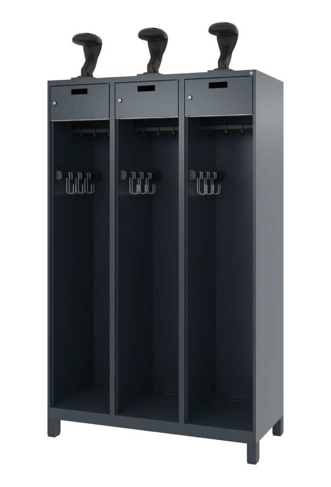 C+P Offener Feuerwehrspind Evolo Praktus 3 Abteile anthrazit 1200 x 500 x 1850 mm Produktbild C+P Offener Feuerwehrspind Evolo Praktus 3 Abteile anthrazit 1200 x 500 x 1850 mm